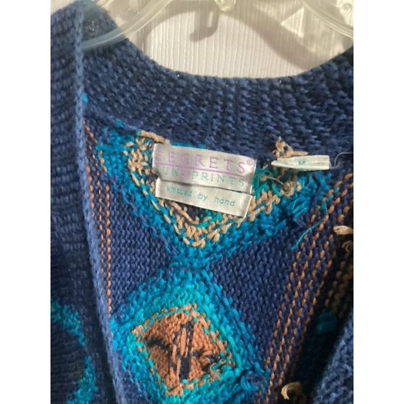 womens segrets sun print vintage 90's button down cardigen sweatersz Med - Picture 2 of 2